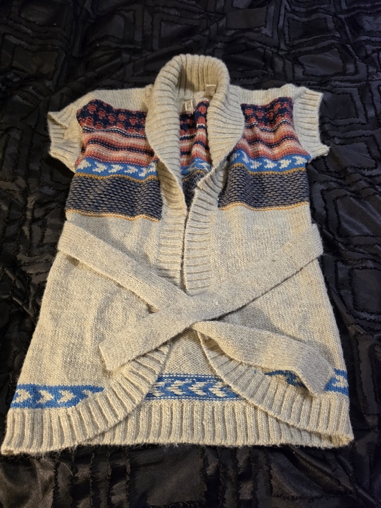 BKE Sweaters - BKE Cream Shawl Collar Short-Sleeve Sweater Vest with Multicolor Fair Isle